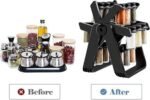 Rotating Spice Rack Organizer – 3 Tier Ferris Wheel Design with Glass Jars, Black Kitchen Countertop Storage - Image 4