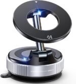 Magnetic Car Phone Mount with MagSafe, 360° Adjustable Foldable Holder, Strong Suction Cup for iPhone & Android Smartphones