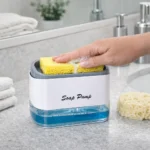 Kitchen Soap Dispenser with Sponge Holder, 350ml (12oz) Dishwashing Pump, White Sink Organizer - Image 3