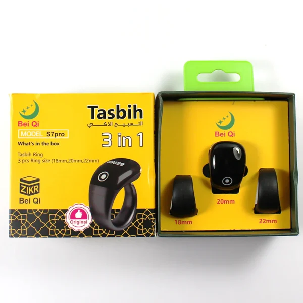 Smart Tasbeeh Zikr Ring with Digital Counter – Adjustable Sizes (18/20/22mm), Waterproof OLED Display Tasbih Counter, Lightweight Prayer Ring for Muslims, Ramadan & Eid Gift