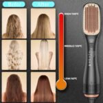 3-in-1 Professional Hair Styling Brush – Black & Rose Gold Multi-Function Hot Air Comb for Straightening, Curling & Volumizing - Image 2