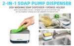 Kitchen Soap Dispenser with Sponge Holder, 350ml (12oz) Dishwashing Pump, White Sink Organizer - Image 4