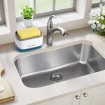 Kitchen Soap Dispenser with Sponge Holder, 350ml (12oz) Dishwashing Pump, White Sink Organizer - Image 5