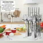 24-Piece Stainless Steel Tableware Set with Stand –Cutlery set- Premium Flatware Cutlery Set with Steak Knives, Forks & Spoons (Silver) - Image 2